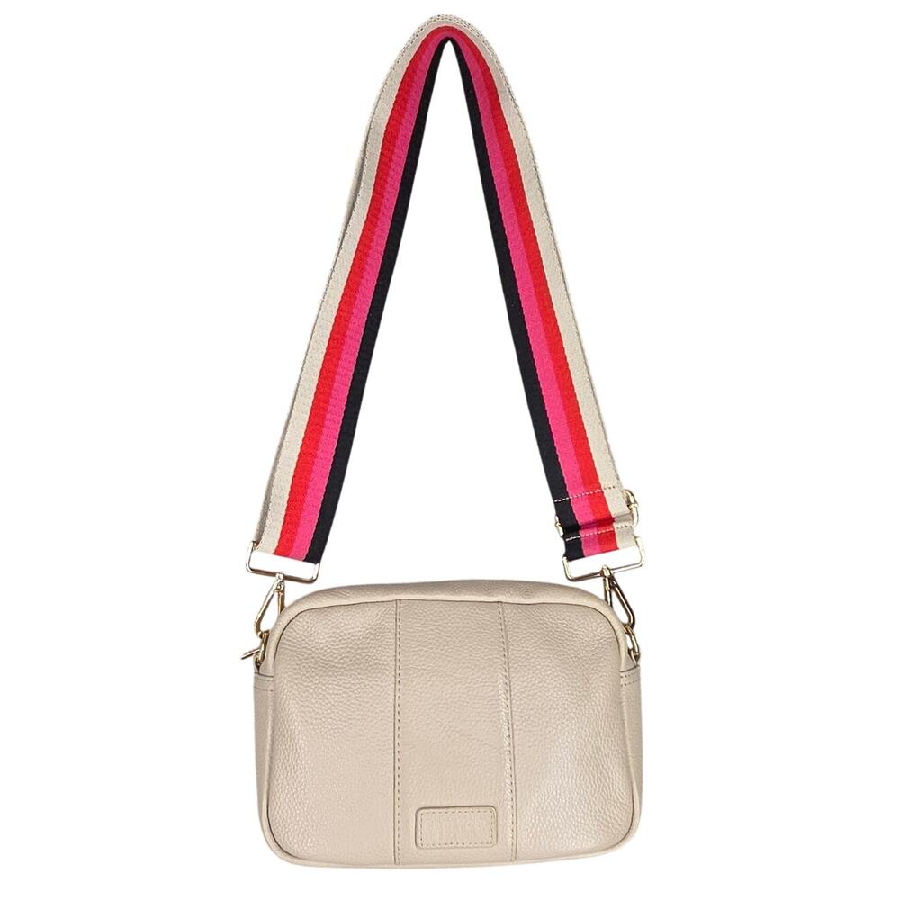 POM POM LONDON CITY BAG – STONE – FULL‑GRAIN LEATHER – CROSSBODY